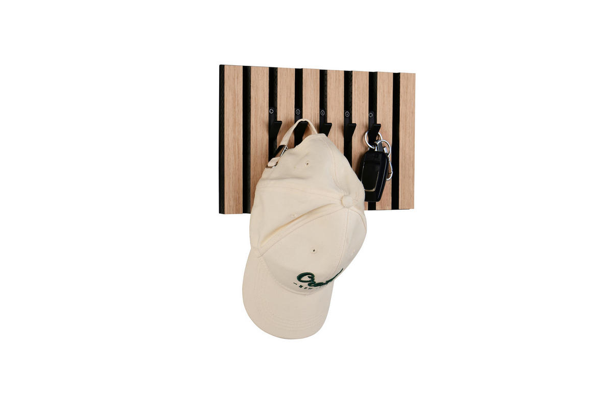 SCHLÜSSELBOARD furniert Schwarz, Eiche Artisan  - Schwarz/Eiche Artisan, MODERN, Holzwerkstoff/Textil (30,6/20/1,7cm)