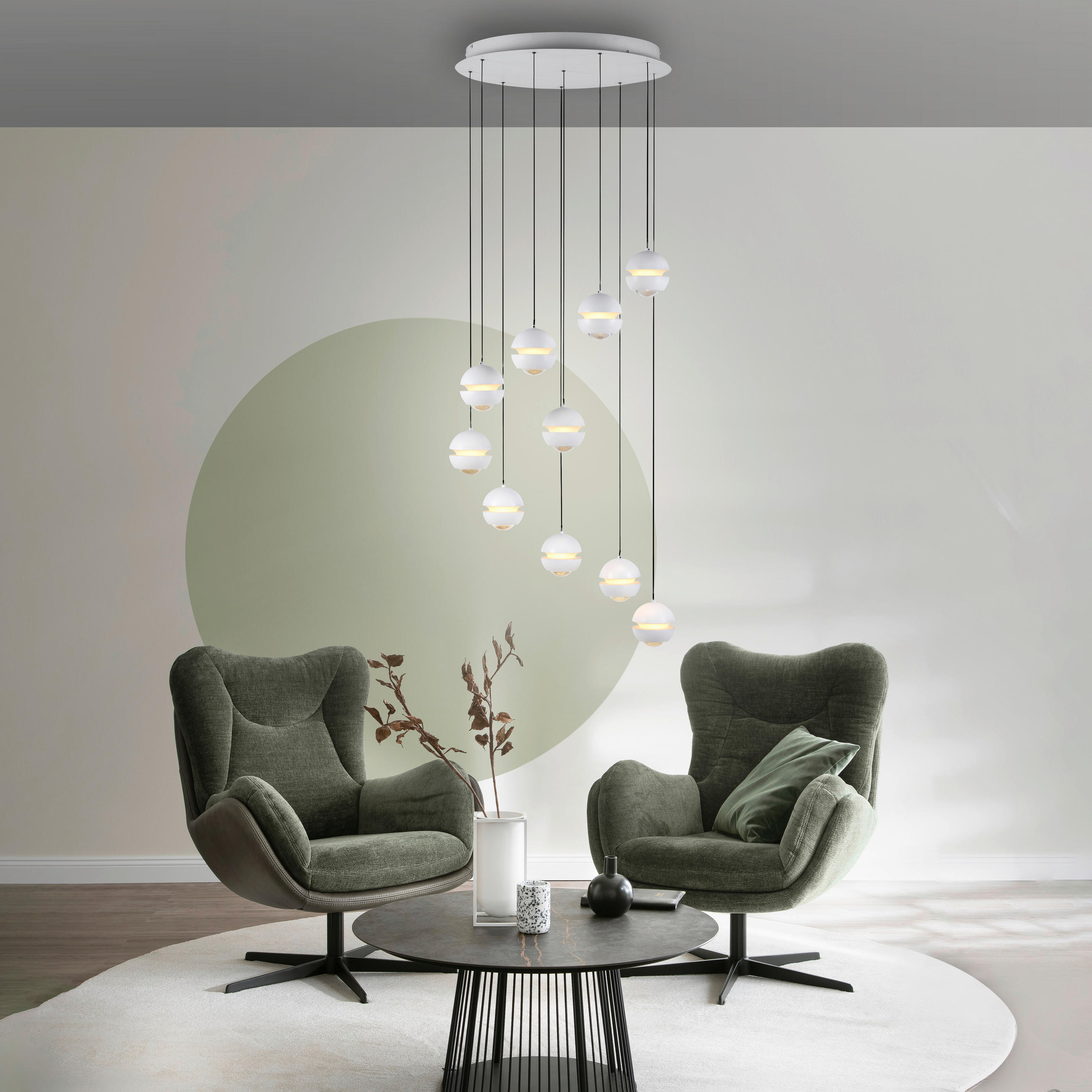 LED-PENDELLEUCHTE 55/55/220 cm  - Weiß, Design, Kunststoff/Metall (55/55/220cm) - Schöner Wohnen