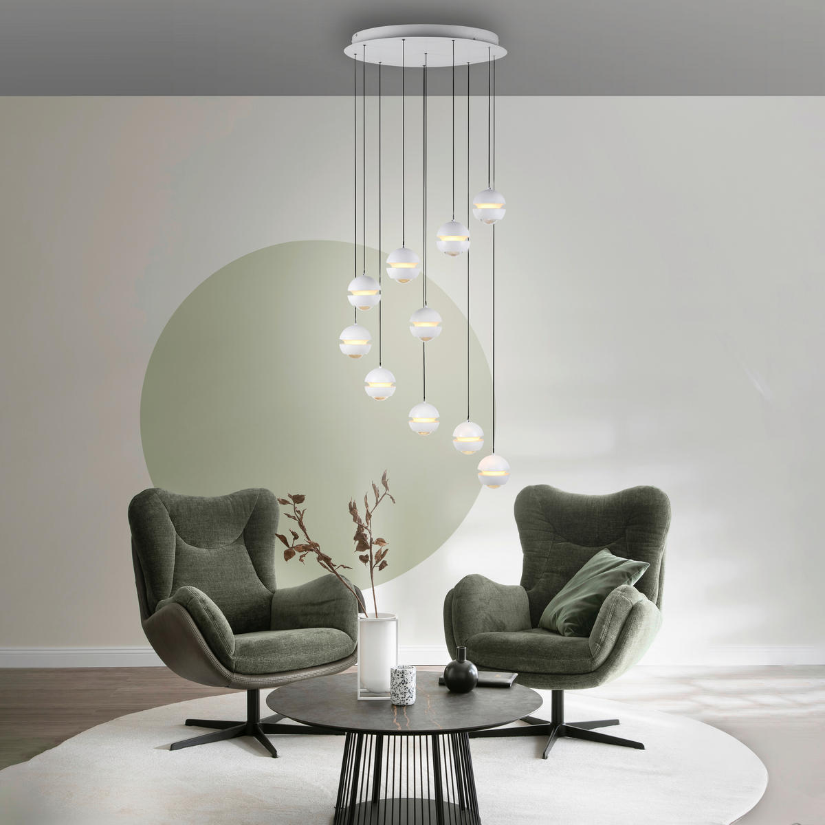 LED-PENDELLEUCHTE 55/55/220 cm  - Weiß, Design, Kunststoff/Metall (55/55/220cm) - Schöner Wohnen