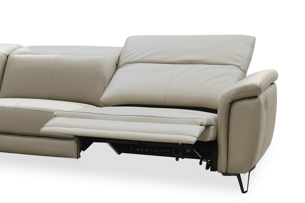 ECKSOFA in Echtleder Schlammfarben  240/303 cm  - Schlammfarben/Schwarz, MODERN, Leder/Holz (240/303cm) - Livetastic