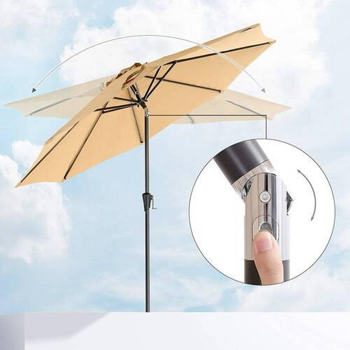 SONNENSCHIRM 270 cm Taupe  - Taupe/Schwarz, Basics, Textil/Metall (270/270cm) - Modante