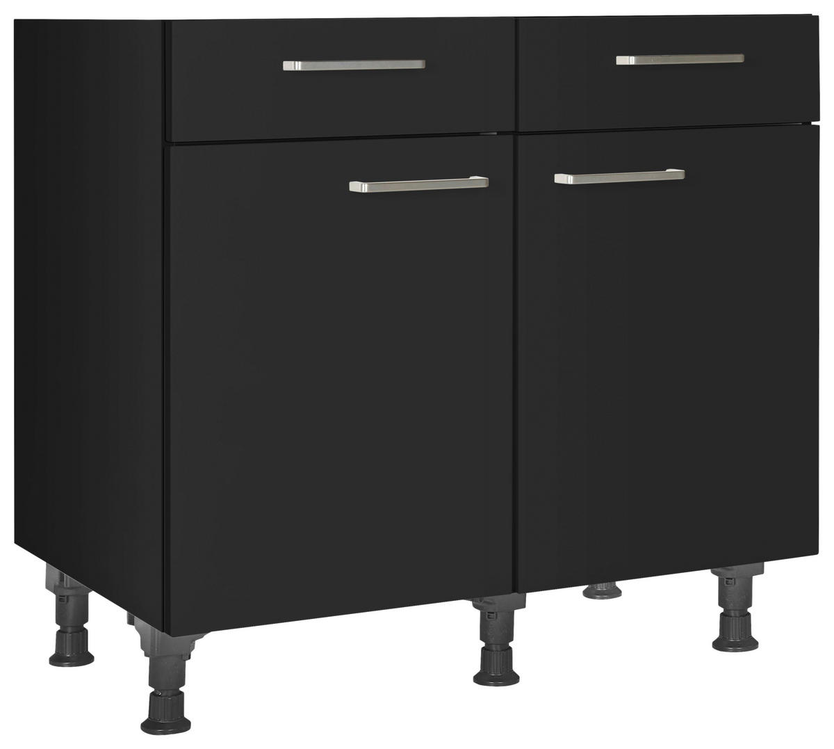 SCHUBKASTENUNTERSCHRANK 90/87/56 cm  in Schwarz  - Edelstahlfarben/Schwarz, MODERN, Holzwerkstoff/Metall (90/87/56cm) - Nobilia