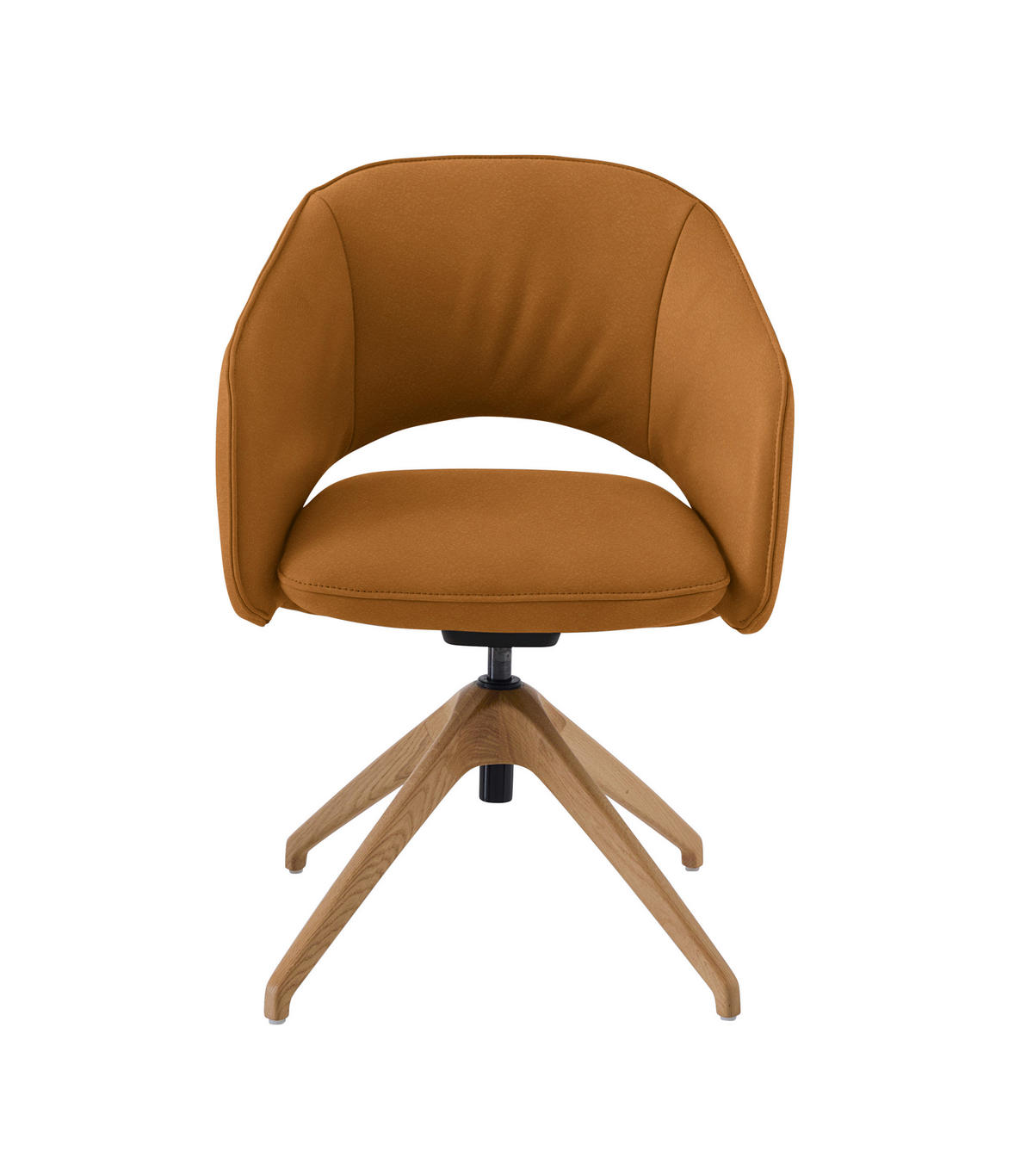 ARMLEHNSTUHL  in Echtleder naturbelassen  - Wildeiche/Orange, Design, Leder/Holz (63/74-90/57-73cm) - Koinor