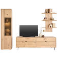 WOHNWAND  in Eichefarben  267/205/50 cm  - Eichefarben/Schwarz, Natur, Glas/Holz (267/205/50cm) - Cantus