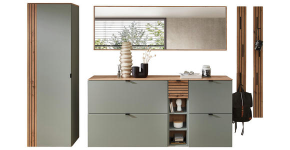 GARDEROBE 7-teilig  in 261/179/37 cm  - Salbeigrün/Eiche Artisan, Design, Holzwerkstoff (261/179/37cm) - Voleo