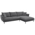 ECKSOFA  in Webstoff Dunkelgrau  304/196 cm  - Dunkelgrau/Schwarz, KONVENTIONELL, Textil/Metall (304/196cm) - Hom`in