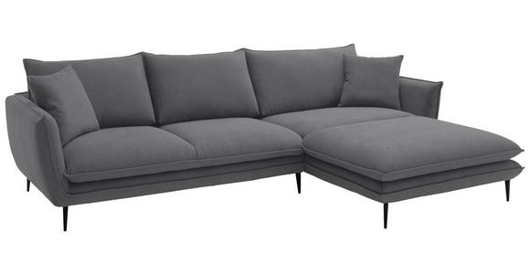 ECKSOFA  in Webstoff Dunkelgrau  304/196 cm  - Dunkelgrau/Schwarz, KONVENTIONELL, Textil/Metall (304/196cm) - Hom`in