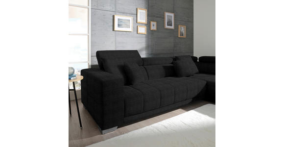 ECKSOFA in Mikrofaser Graphitfarben  - Chromfarben/Graphitfarben, Design, Textil/Metall (301/207cm) - Xora