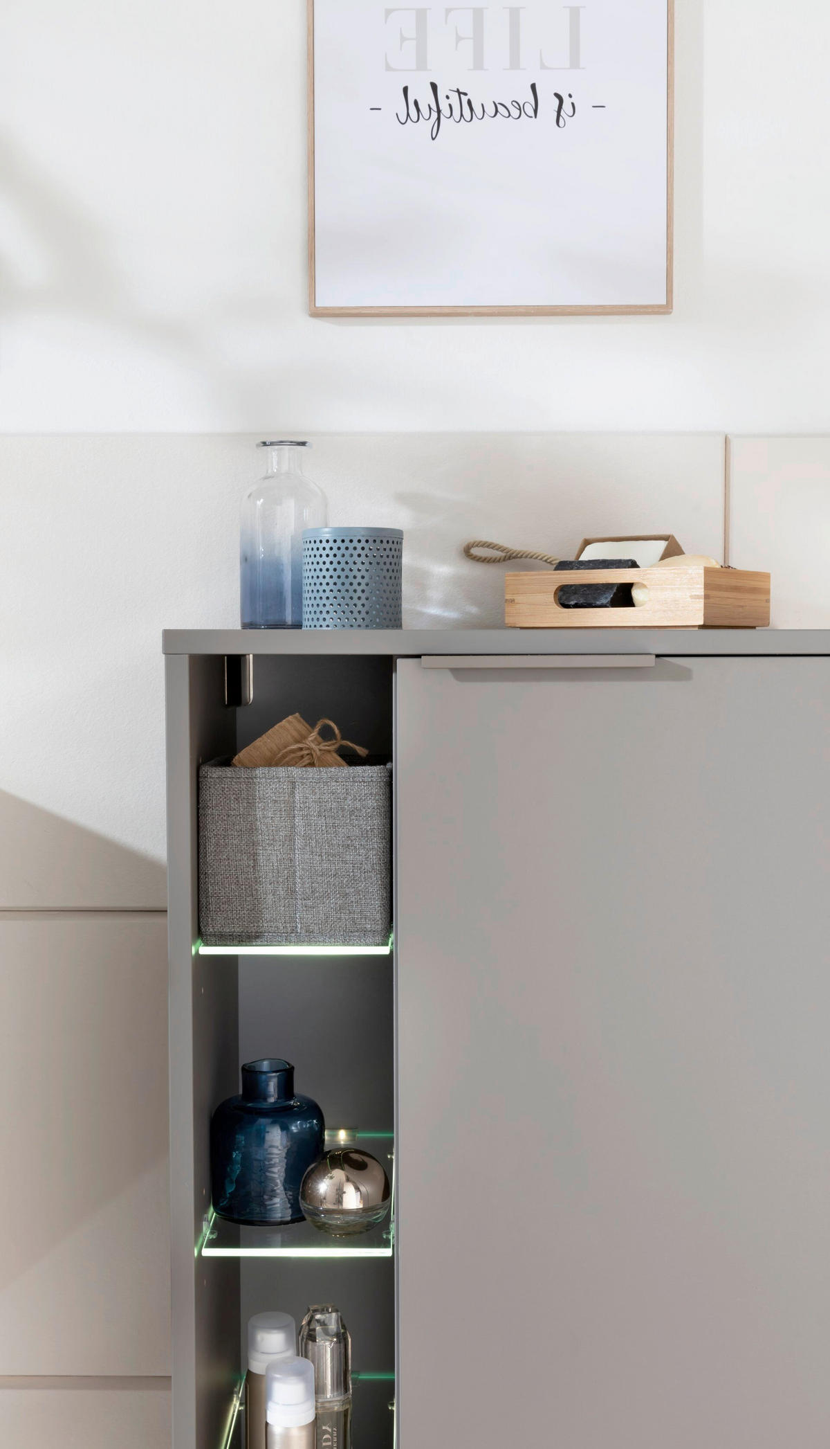 MIDISCHRANK 47/84,2/32 cm  - Grau, Basics, Glas/Holzwerkstoff (47/84,2/32cm) - MID.YOU