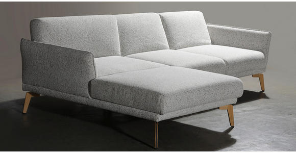 ECKSOFA  in Flachgewebe Creme, Hellgrau  - Eichefarben/Creme, Design, Holz/Textil (164/289cm) - Valnatura