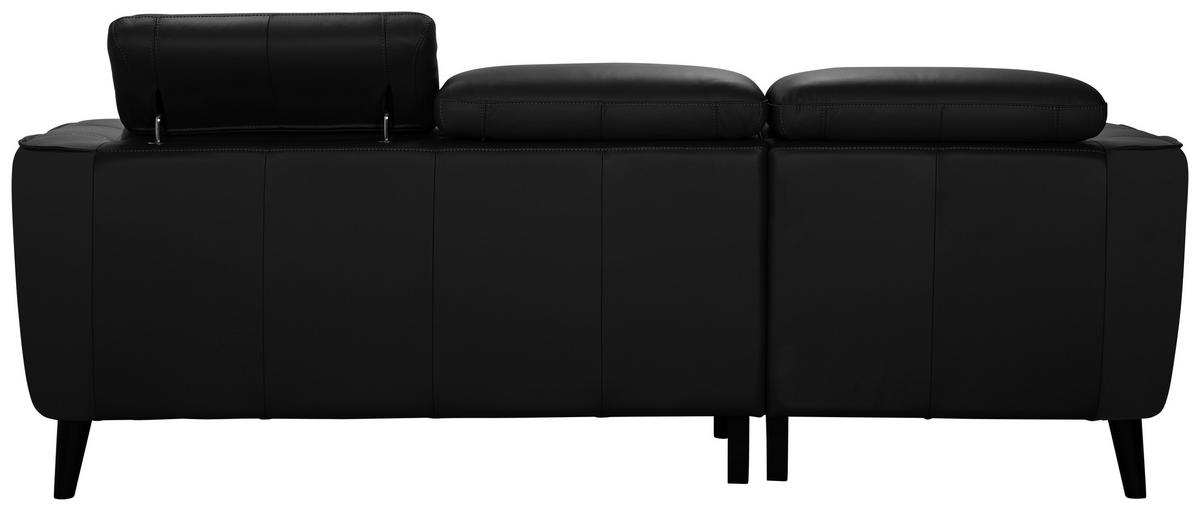 ECKSOFA Schwarz Echtleder  - Schwarz, KONVENTIONELL, Leder/Holz (223/92,5/173cm) - MID.YOU