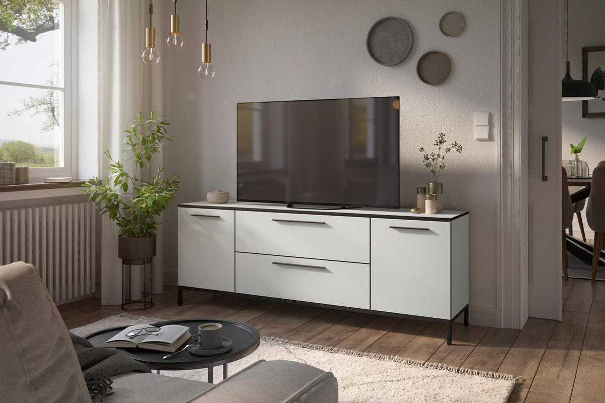 LOWBOARD Soul  in 180/66/40 cm  - Schwarz/Weiß, MODERN, Holzwerkstoff/Metall (180/66/40cm)