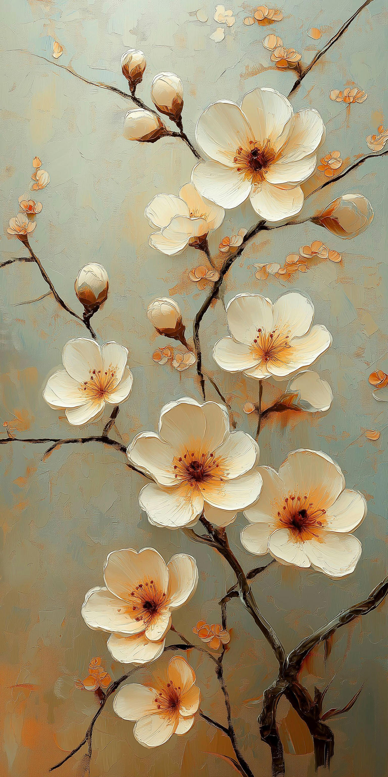 Euroart Leinwandbild White Flowers Mehrfarbig 20x40 cm