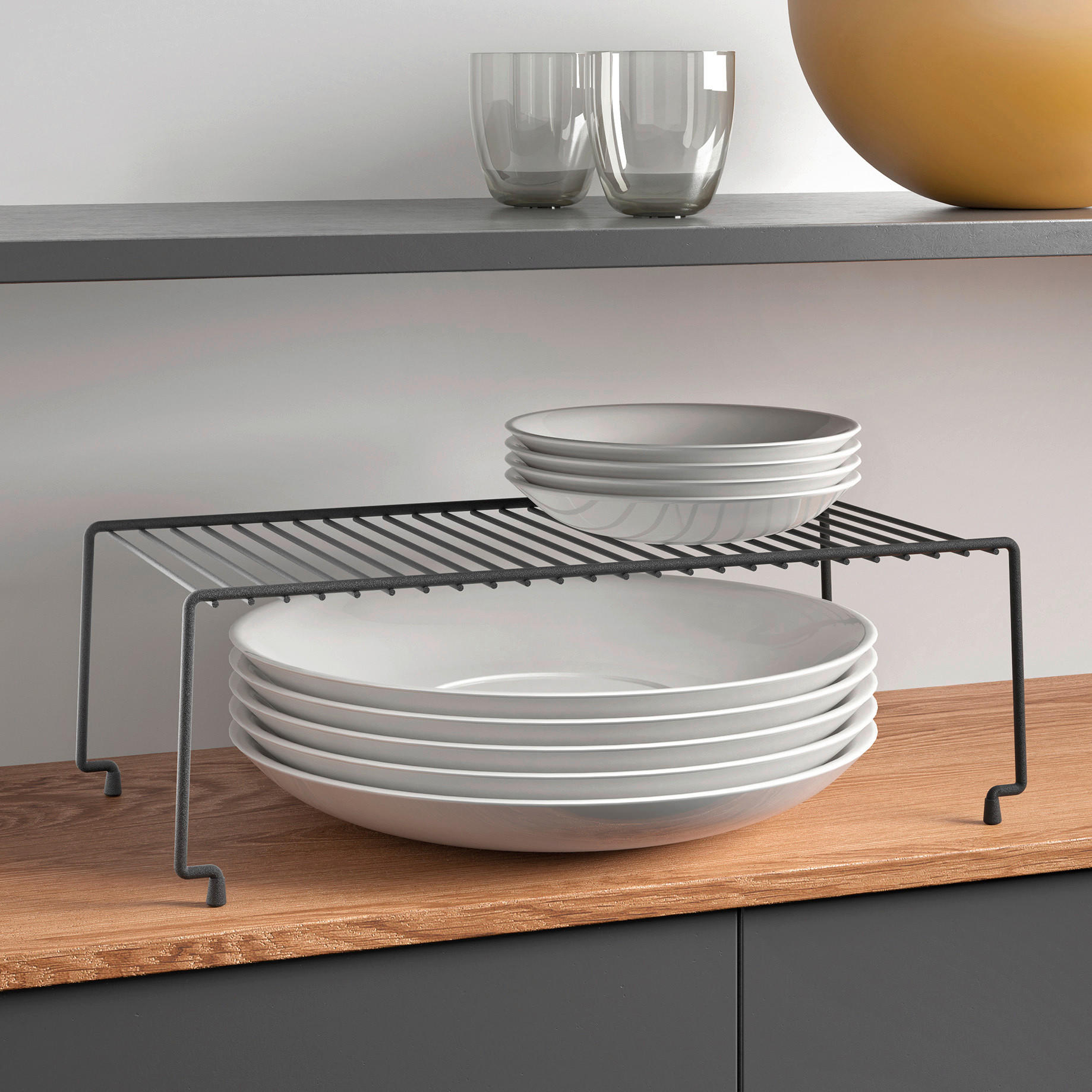 KÜCHENREGAL  - Schwarz, Basics, Metall (47/15/23cm) - Metaltex