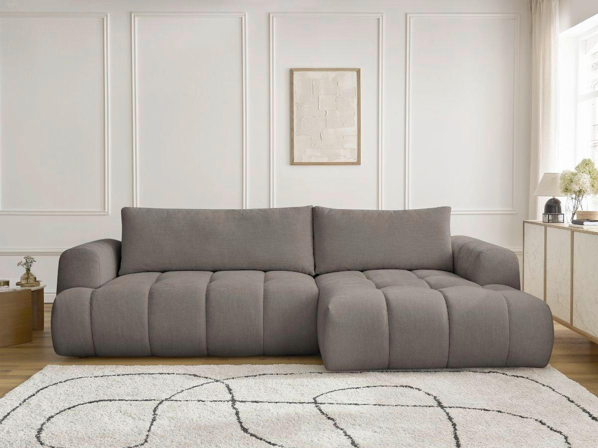 ECKSCHLAFSOFA FUJI Leinenoptik Taupe  inkl.  - Taupe/Schwarz, MODERN, Kunststoff/Textil (292/160cm)