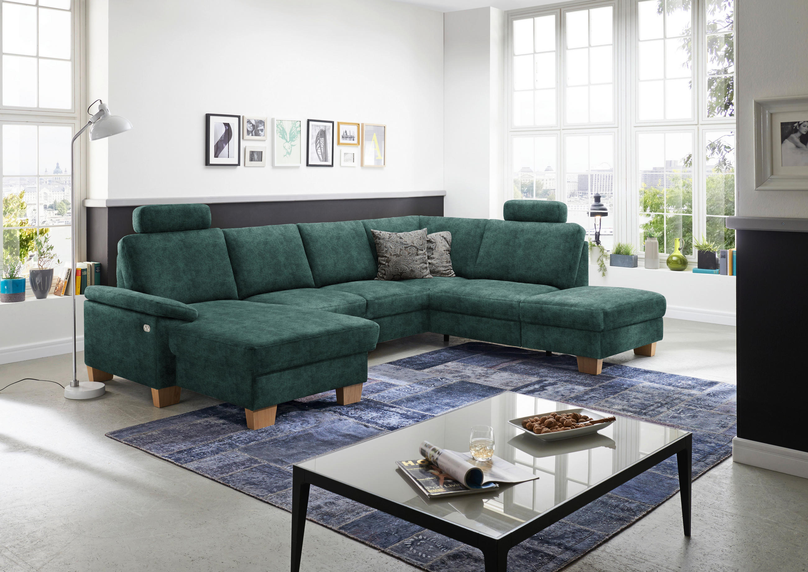 WOHNLANDSCHAFT in Velours Opal  - Eichefarben/Opal, Konventionell, Holz/Textil (167/316/235cm) - Beldomo System