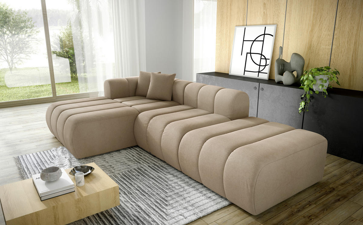 ECKSOFA Braun Webstoff Zierkissen  - Schwarz/Braun, LIFESTYLE, Kunststoff/Textil (178/289cm) - Milino