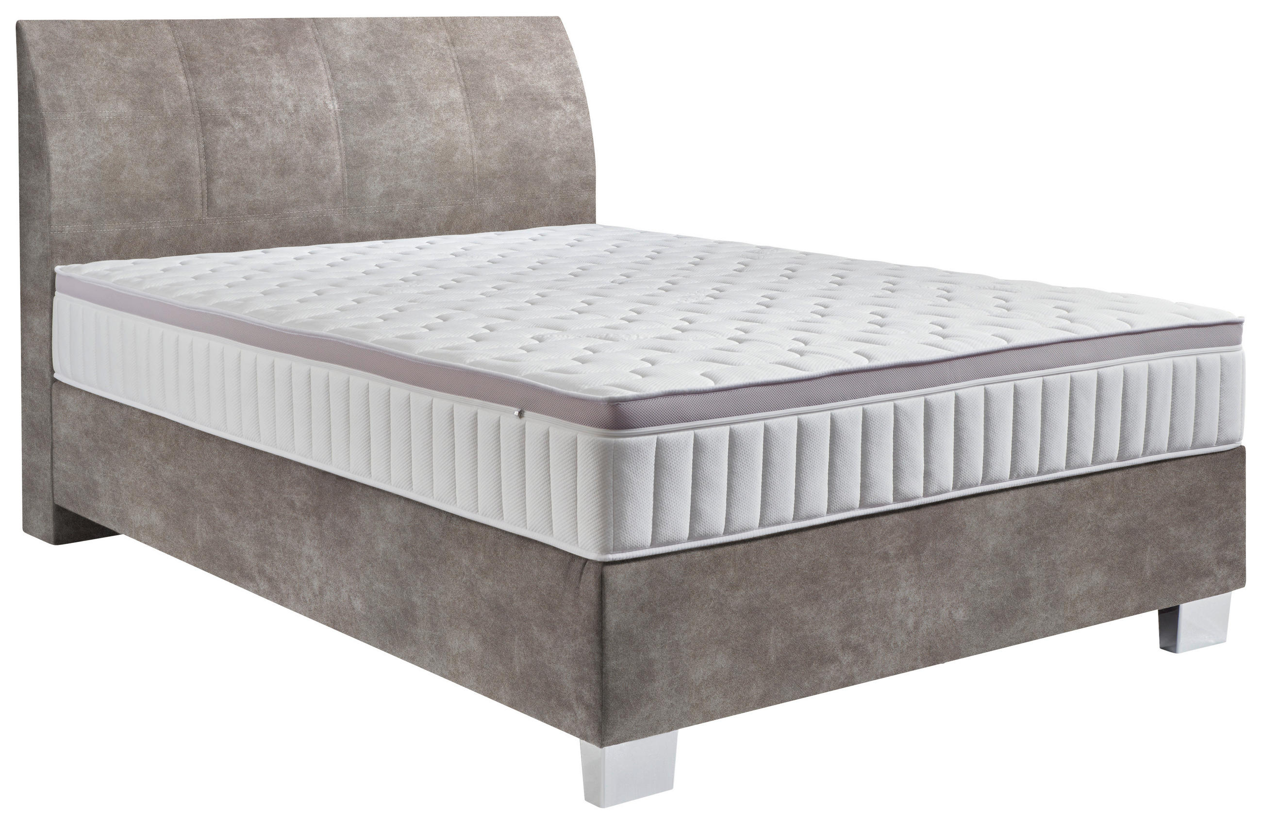 BOXSPRINGBETT 120/200 cm  in Hellgrau  - Chromfarben/Hellgrau, KONVENTIONELL, Kunststoff/Textil (120/200cm) - Hom`in