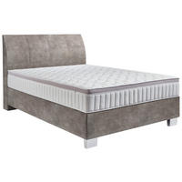 BOXSPRINGBETT 140/200 cm  in Hellgrau  - Chromfarben/Hellgrau, Konventionell, Kunststoff/Textil (140/200cm) - Hom`in