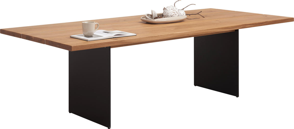 ESSTISCH in Holz, Metall 250/110/75 cm  - Eichefarben/Schwarz, Natur, Holz/Metall (250/110/75cm) - Venjakob