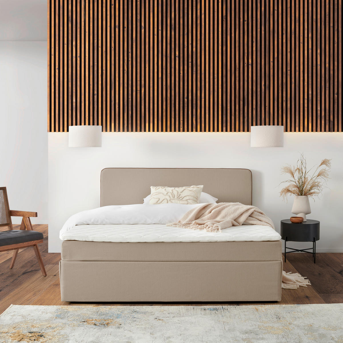 BOXBETT 160/200 cm  in Beige  - Beige, KONVENTIONELL, Holz/Textil (160/200cm) - P & B