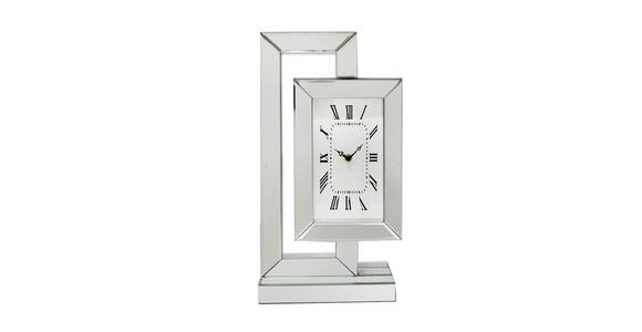 TISCHUHR Silberfarben 23,5/45,5/10,7 cm  - Silberfarben, Trend, Glas/Holzwerkstoff (23,5/45,5/10,7cm) - Ambia Home