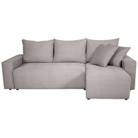 ECKSOFA inkl. Funktion Hellgrau Cord Zierkissen, Bettkasten, Schlaffunktion  - Hellgrau/Schwarz, Design, Kunststoff/Textil (248/146cm) - Xora