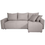 ECKSOFA inkl. Funktion Hellgrau Cord Zierkissen, Bettkasten, Schlaffunktion  - Hellgrau/Schwarz, Design, Kunststoff/Textil (248/146cm) - Xora