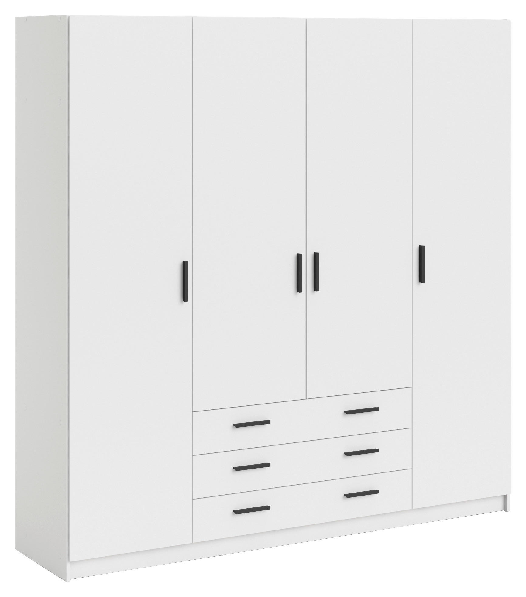 KLEIDERSCHRANK in Weiss  - Weiss/Schwarz, Basics, Holzwerkstoff/Metall (195,5/200,4/49,6cm) - MID.YOU