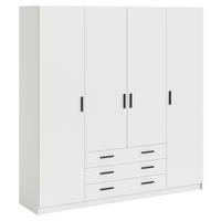 KLEIDERSCHRANK  in Weiß  - Schwarz/Weiß, Basics, Holzwerkstoff/Metall (195,5/200,4/49,6cm) - MID.YOU