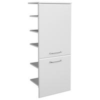 MIDISCHRANK 50/123/33 cm  - Weiss Hochglanz/Chromfarben, Design, Glas/Holzwerkstoff (50/123/33cm) - Xora