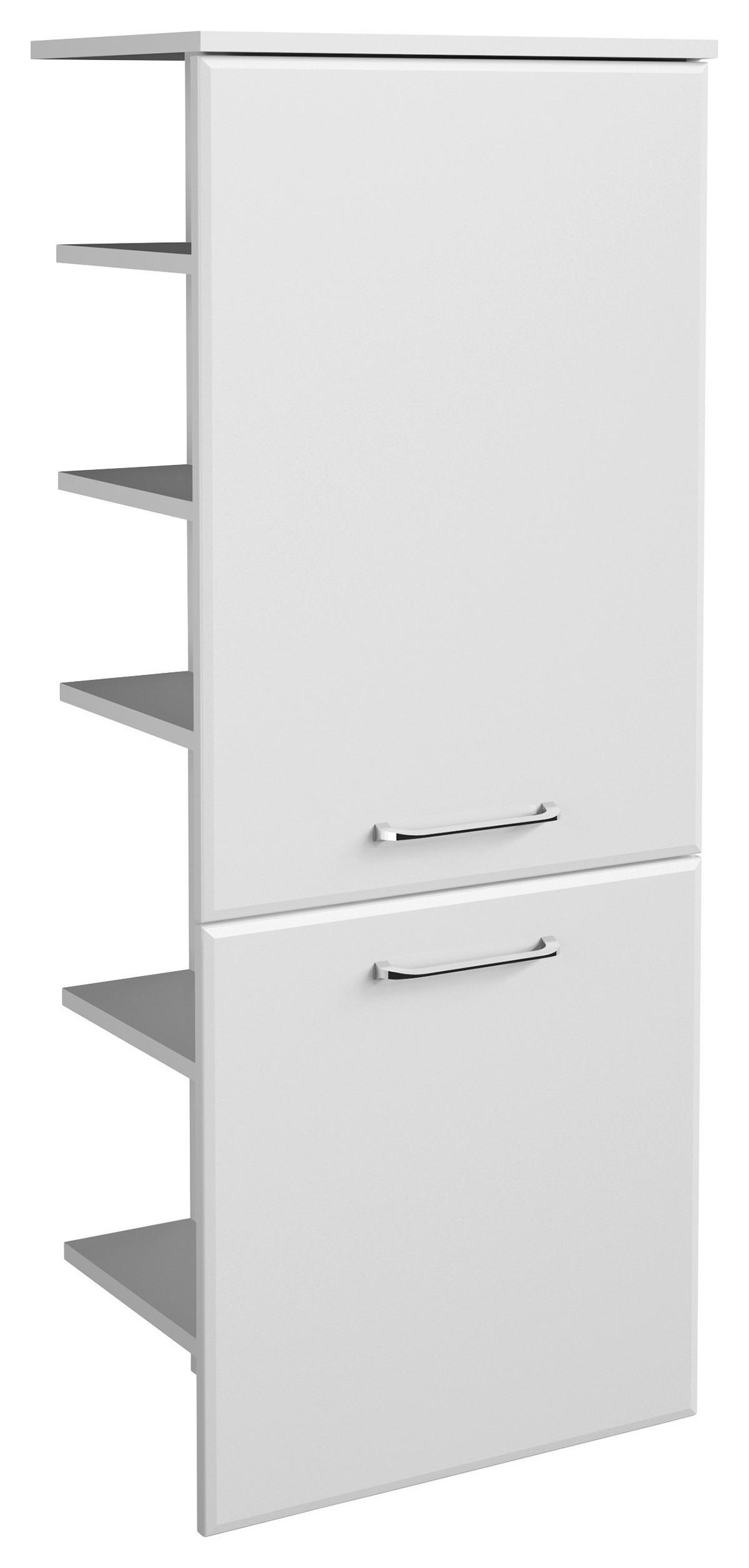 MIDISCHRANK 50/123/33 cm  - Weiss Hochglanz/Chromfarben, Design, Glas/Holzwerkstoff (50/123/33cm) - Xora