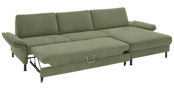 ECKSOFA  in Chenille, Flachgewebe Olivgrün  316/175 cm  - Schwarz/Olivgrün, Design, Textil/Metall (316/175cm) - Dieter Knoll