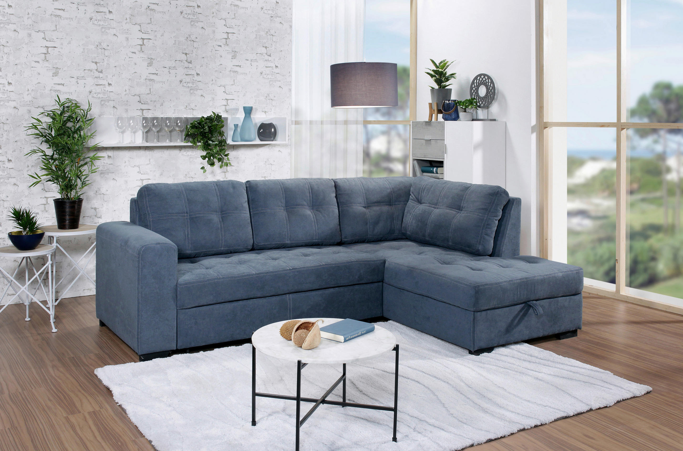 KUTNA GARNITURA tekstil tamno plava - tamno plava, Design, tekstil (246/172/80cm) - Xora