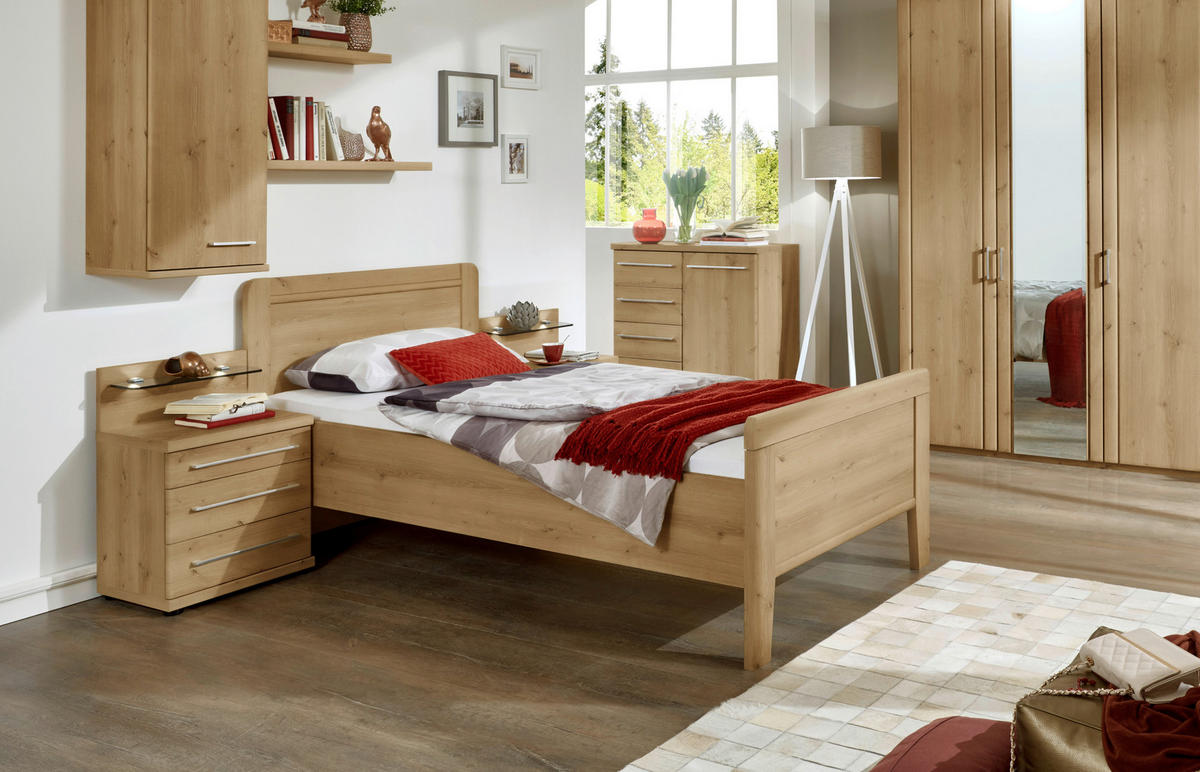 BETT 90/200 cm  in Eiche Bianco   - Eiche Bianco, Konventionell, Holzwerkstoff (90/200cm) - Venda
