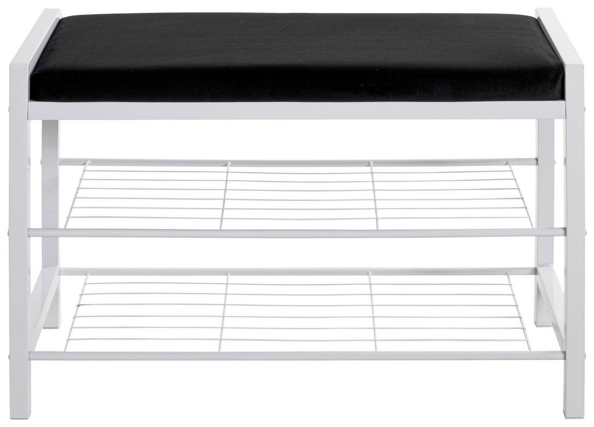 HALLBÄNK 75/50/32 cm  - vit/svart, Basics, metall/textil (75/50/32cm) - Best Price