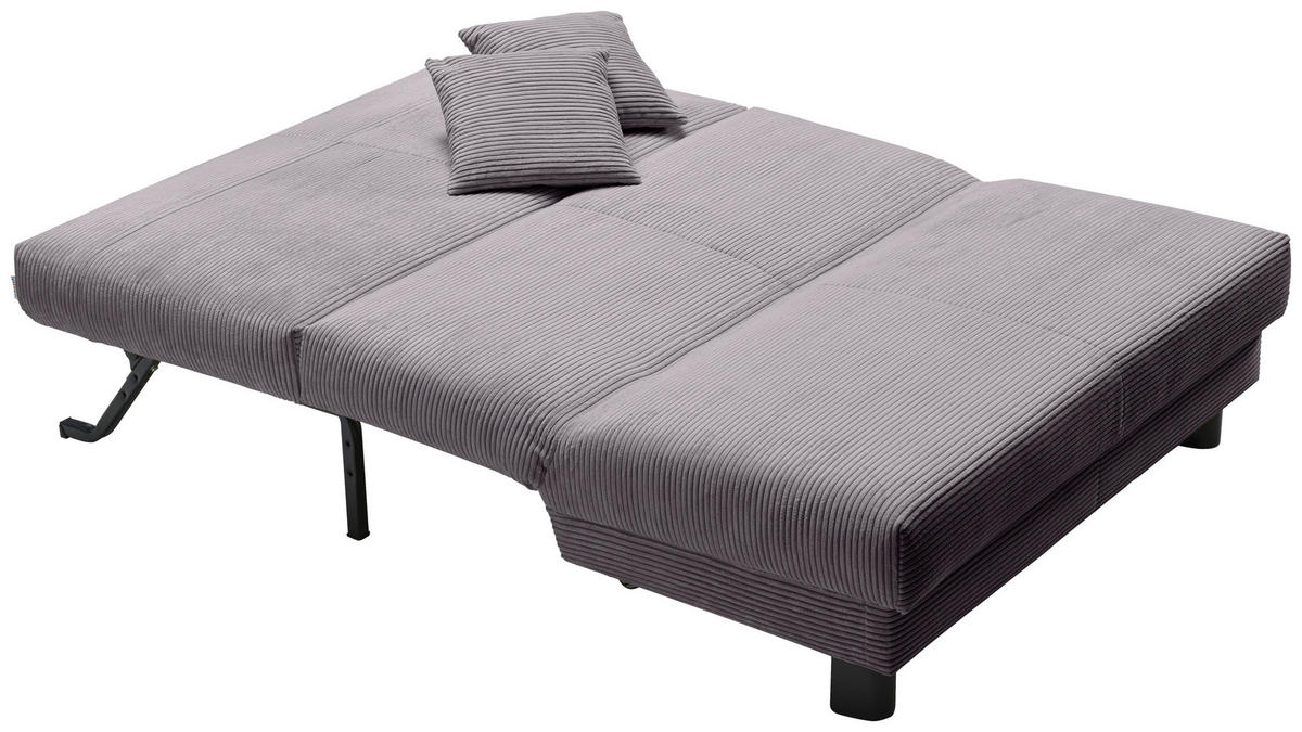 SCHLAFSOFA Cord Grau  - Schwarz/Grau, Design, Textil/Metall (145/85/100cm) - Carryhome