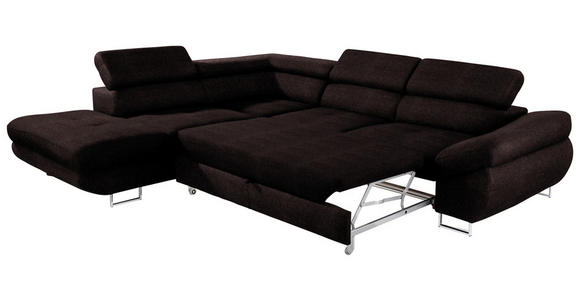 ECKSOFA in Webstoff Mokka  - Mokka, Design, Textil/Metall (235/280cm) - Hom`in