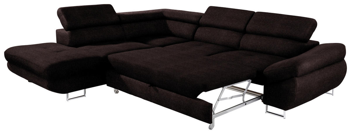 ECKSOFA in Webstoff Mokka  - Mokka, Design, Textil/Metall (235/280cm) - Hom`in