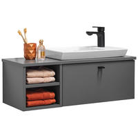 WASCHTISCHKOMBI 75 cm  - Weiß Hochglanz/Anthrazit, KONVENTIONELL, Keramik/Holzwerkstoff (75cm) - Stylife