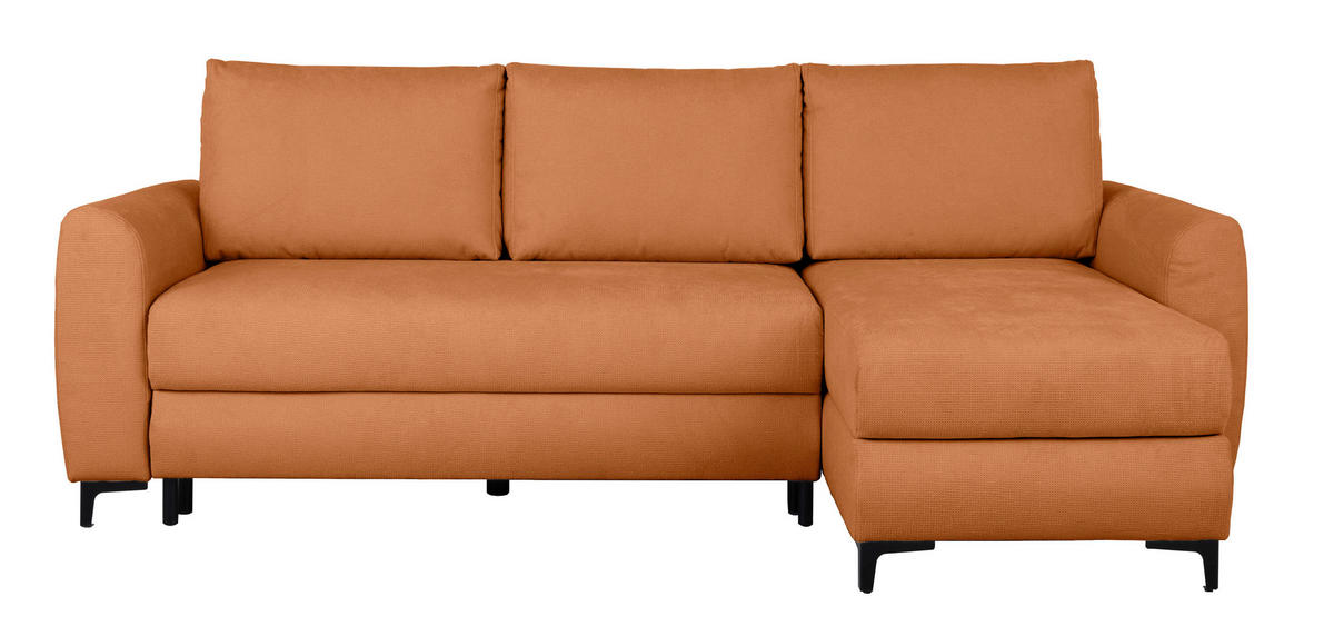 ECKSOFA Moli Rostfarben Mikrofaser  - Rostfarben/Schwarz, Design, Textil/Metall (236/148cm) - MID.YOU