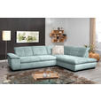 ECKSOFA in Cord Pastellblau  - Pastellblau/Schwarz, Design, Textil/Metall (313/242cm) - Xora