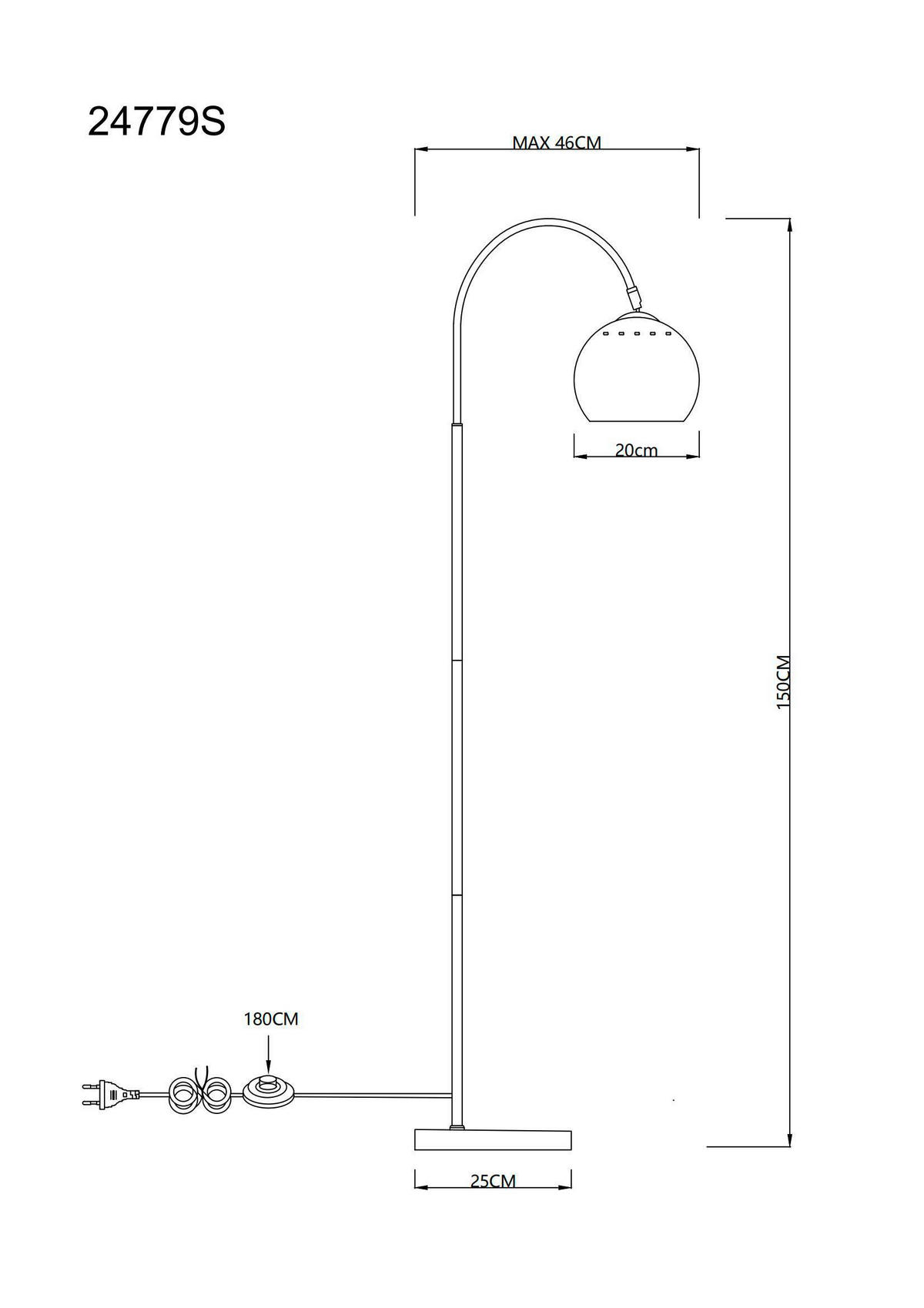 STEHLEUCHTE - Sandfarben/Schwarz, Basics, Kunststoff/Metall (46/25/150cm) - Globo