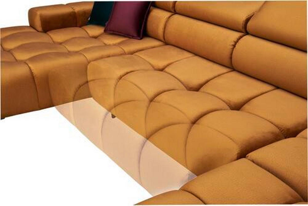 ECKSOFA Currygelb Webstoff  - Currygelb/Schwarz, Design, Textil/Metall (216/385/177cm) - Welnova
