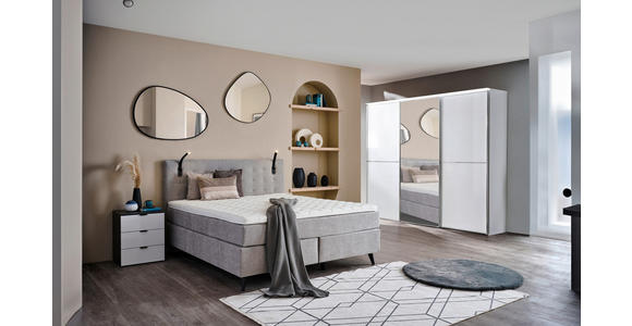 BOXSPRINGBETT 160/200 cm in Hellgrau - Chromfarben/Hellgrau, KONVENTIONELL, Kunststoff/Textil (160/200cm) - Voleo