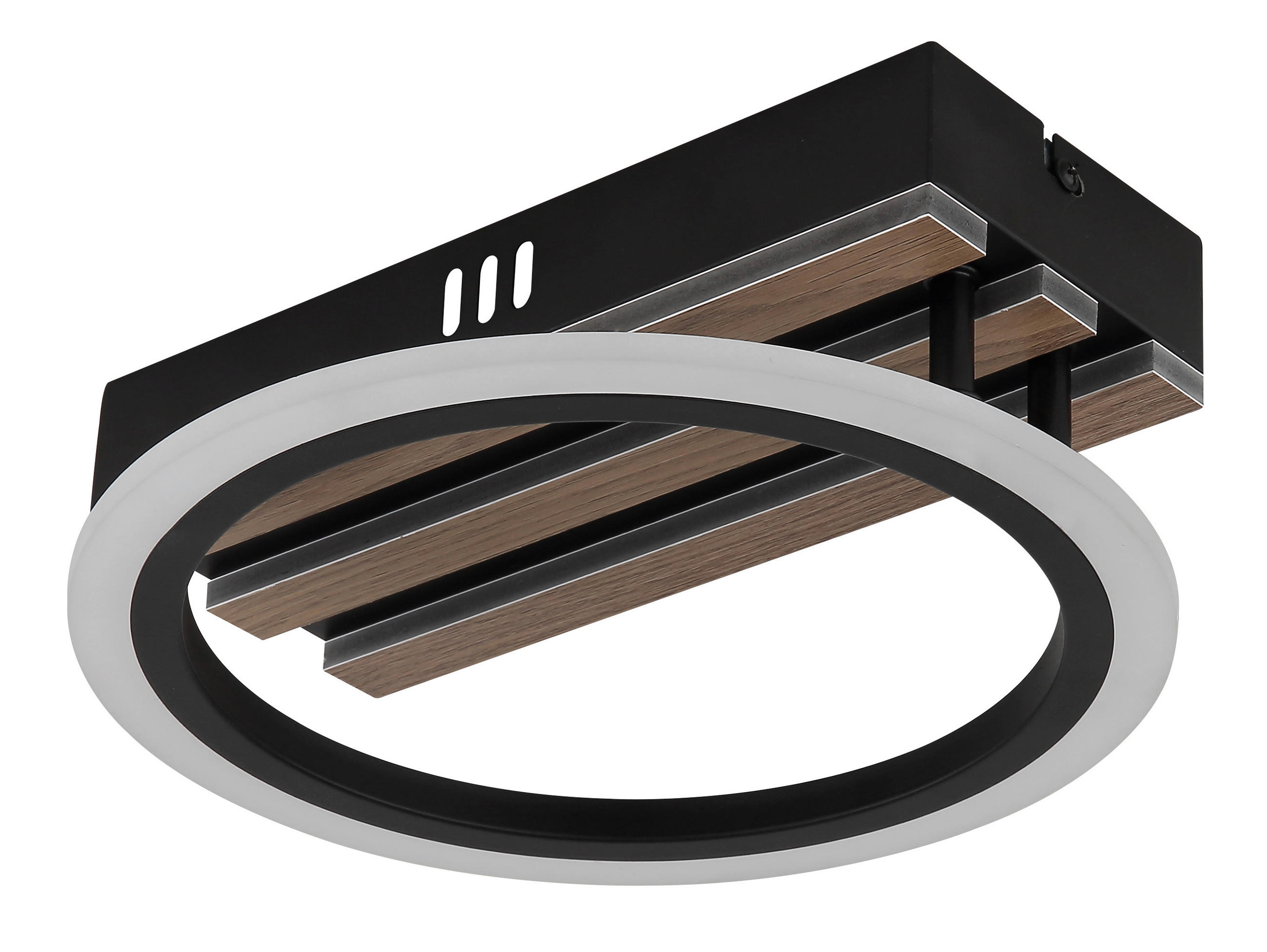 LED-DECKENLEUCHTE 25/25/8,5 cm   - Dunkelbraun/Schwarz, Natur, Holzwerkstoff/Kunststoff (25/25/8,5cm) - Globo