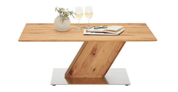 COUCHTISCH in Holz, Metall 115/65/45 cm - Edelstahlfarben/Buchefarben, Design, Holz/Metall (115/65/45cm) - Valnatura