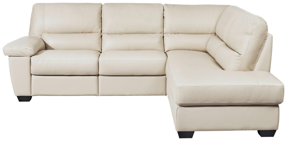 ECKSOFA Weiß Kombination Echtleder/Lederlook  - Weiß, KONVENTIONELL, Leder/Kunststoff (248/201cm) - Livetastic