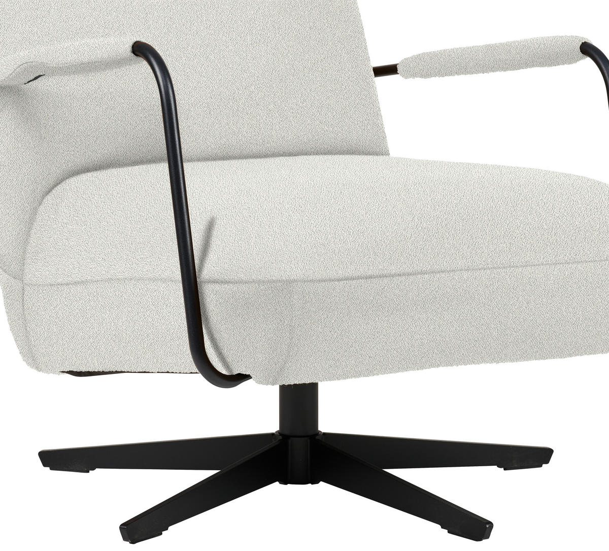 SESSEL in Flachgewebe, Bouclé Weiss  - Weiss/Schwarz, Design, Textil/Metall (71/103/91cm) - Koinor