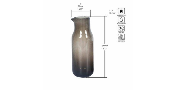 KARAFFE MIT TRINKGLÄSERN 2.09 L - Braun, Trend, Glas - Novel